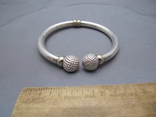 Fine IBB Italy Sterling Swivel BANGLE BRACELET w/ GOLF BALL ENDS-NR