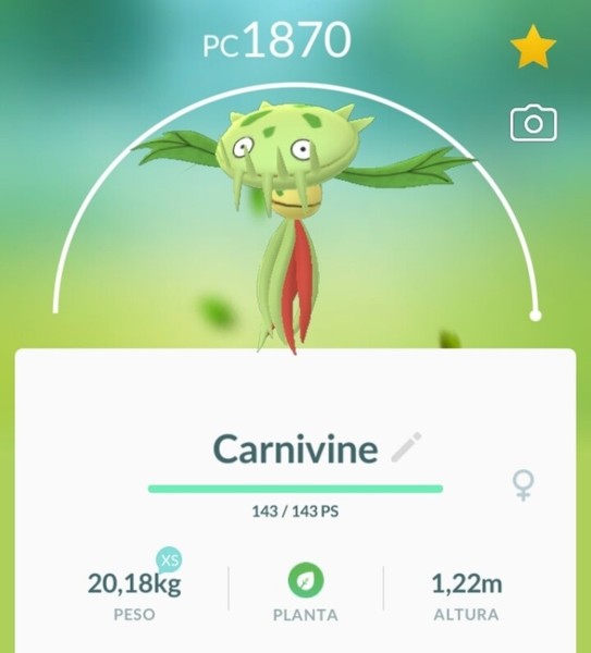 Pokemon Regional Carnivine - Venuflibis - Vortente (lv 35 PC) POKEMON GO 