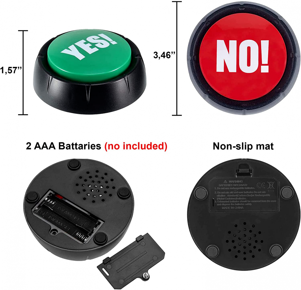 MyMealivos YES And NO Sound Buttons - Set Of 2 Funny Answer Buttons For Gags, Gifts, And Everyday Fun