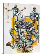 Aaron Rodgers Green Bay Packers Canvas 16x20 Football Quarterback