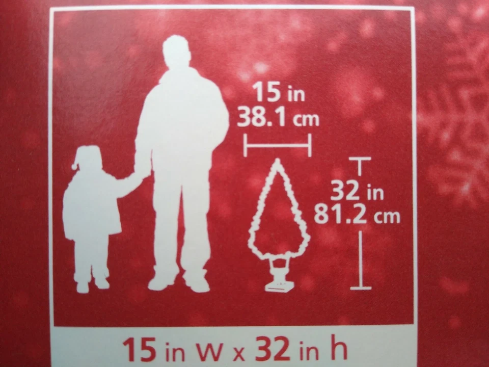 Pre lit christmas 2ft 8in Burgundy Poinsettia Pine Tree 94 tips 35 clear lights - Image 2 of 4