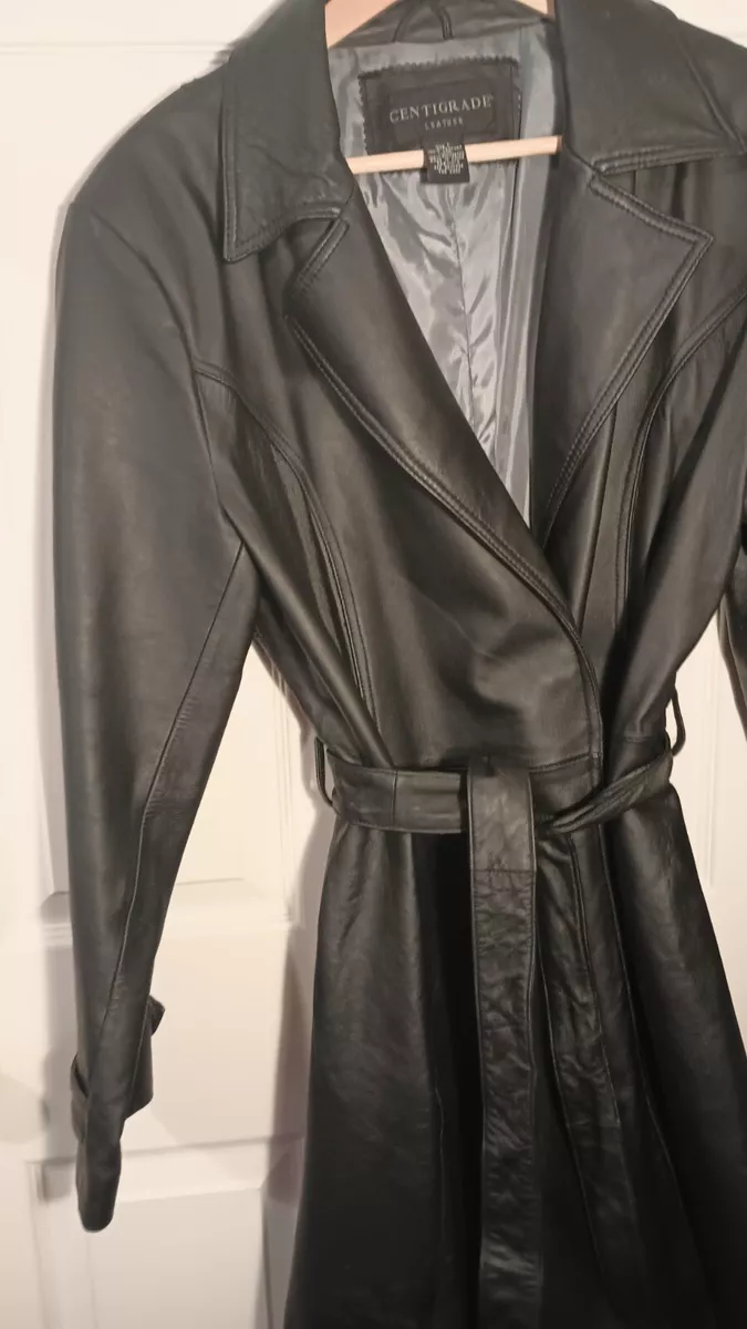 Centigrade leather store trench coat