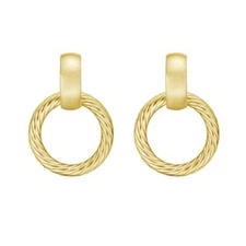 Door Knocker Hoop Earrings 14k Yellow Gold Phillip Gavriel Shiney N Cable Design