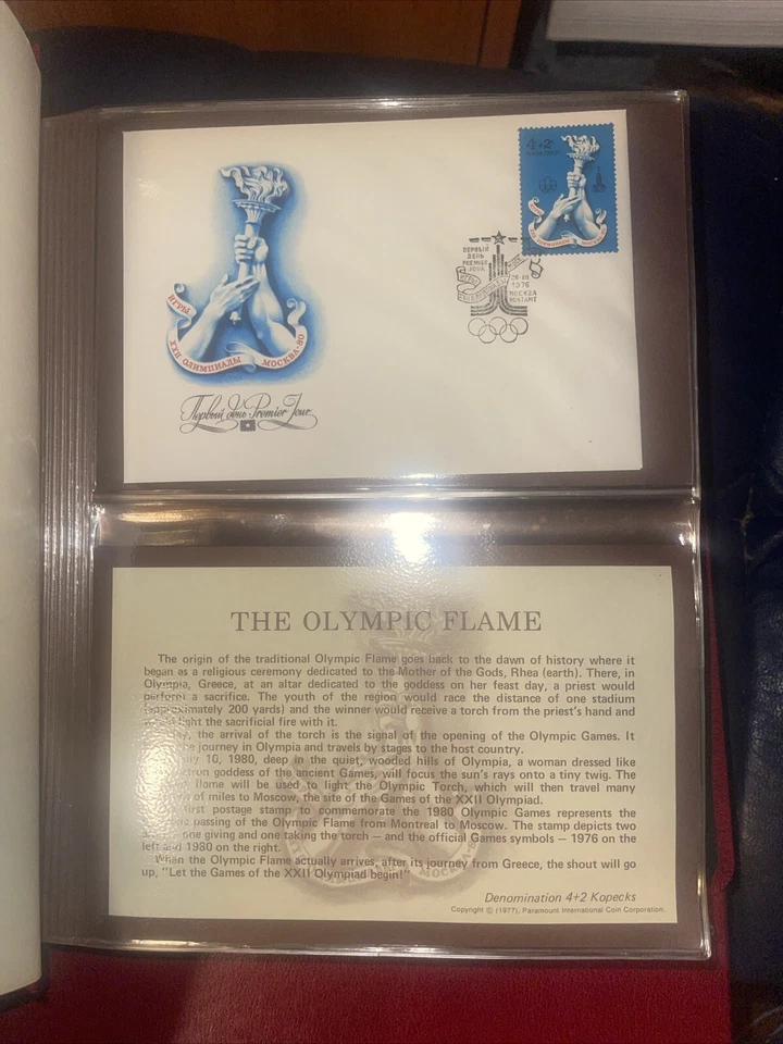 1980 Olympic Stamp Program Book First Day Cover Collection Events - Image 3 of 4