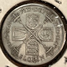 1928 Great Britain One Florin .5 Silver   Free Shipping