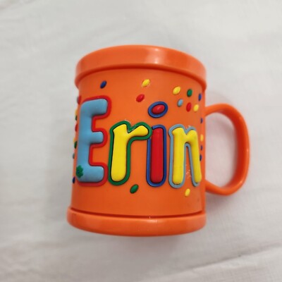 Erin Personalized Mug Orange Plastic 3D Name