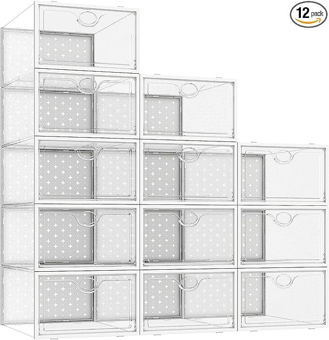 Коробки для хранения обуви Pinkpum Органайзер для обуви для шкафа Прозрачные 12 упаковок Большие БЕЛЫЕ 5690₽