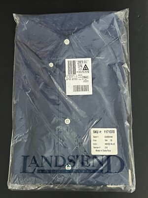 Lands' End, Button down shirt, 16H 33, Indigo Blue, NEW