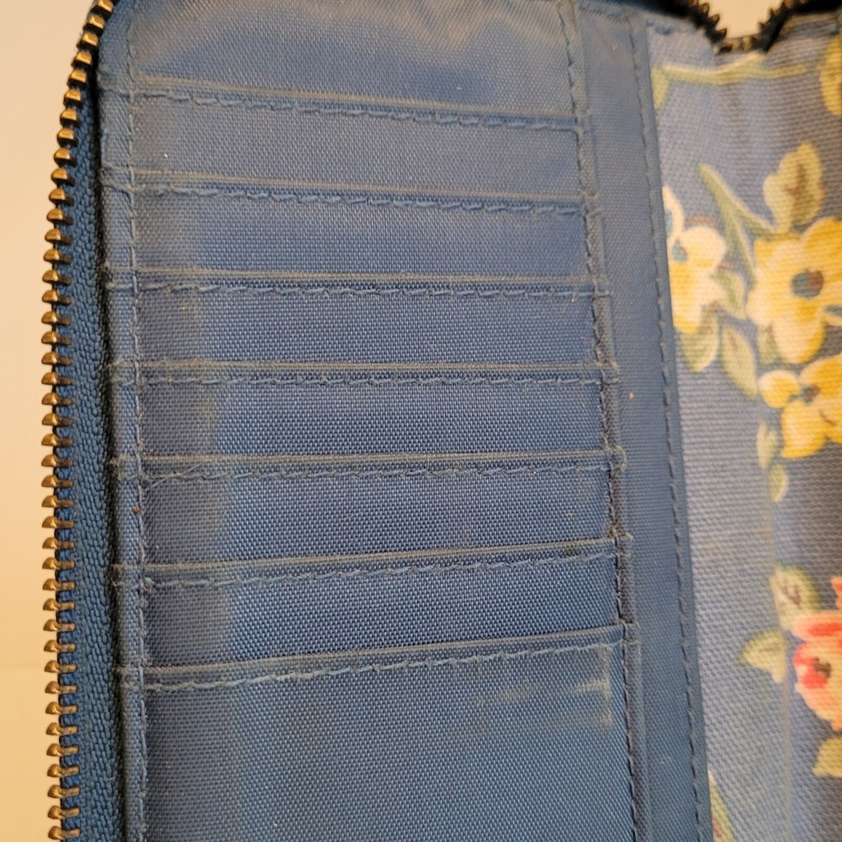 Cath Kidston London Blue Floral Coated Canvas Zip Around Wallet