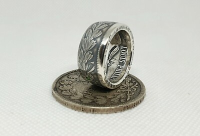 Bague Pièce De Monnaie 5 Francs Louis Philippe En Argent Sertie D'une Tsavorite - Neuf Avec étiquettes