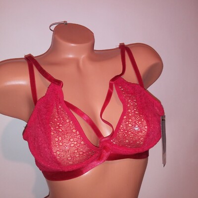 Oh La La Cherie Bra Large Red Strappy Lace Underwire New