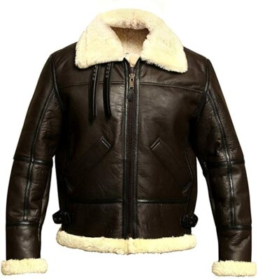 Men's Aviator RAF B3 Flying Bomber Fur Shearling Moto Biker Leather Jackets LNJ 
