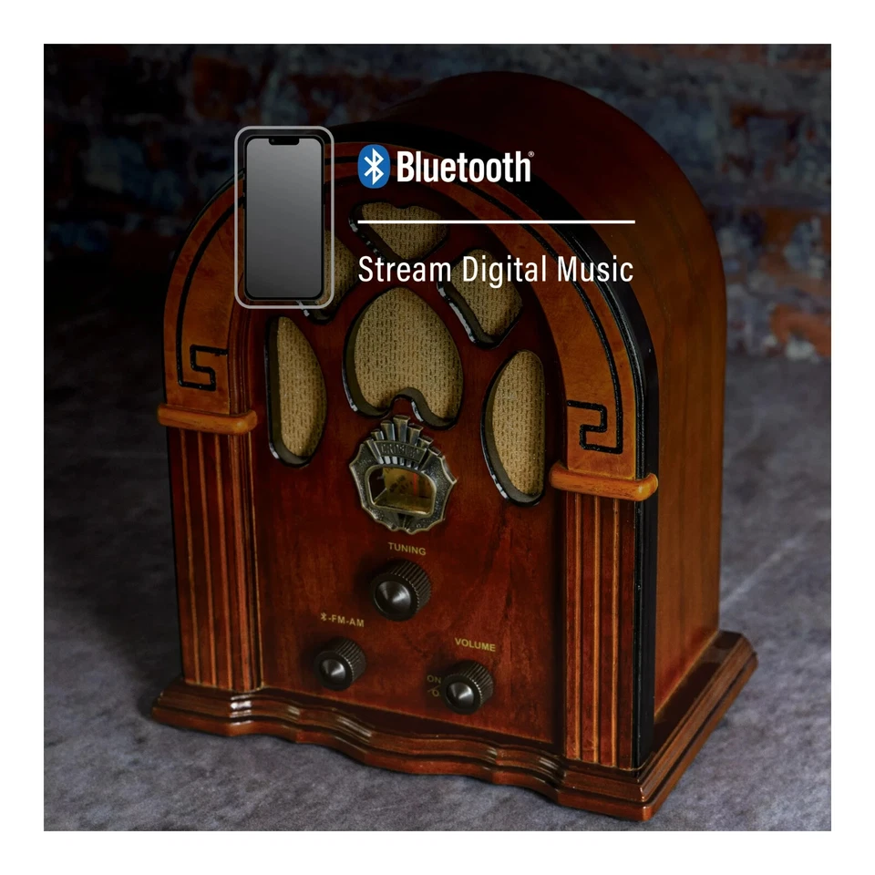 NEW Crosley CR31D-WA Portable AM/FM Radio Walnut Vintage Style Retro Design - Image 4 of 4