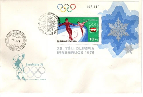 HUNGARY - 1975. FDC S/S - 12th Winter Olympic Games, Innsbruck Mi : Bl.116.