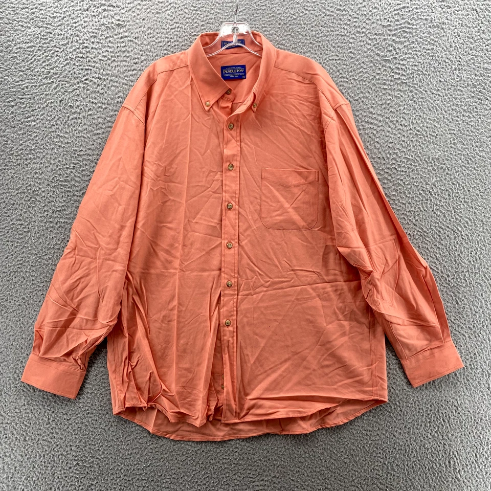 Camisa de Lana Pendleton De Colección Hombres XL Naranja Corpcore Oficina Preppy Vestido Academia Foto 2 de 4