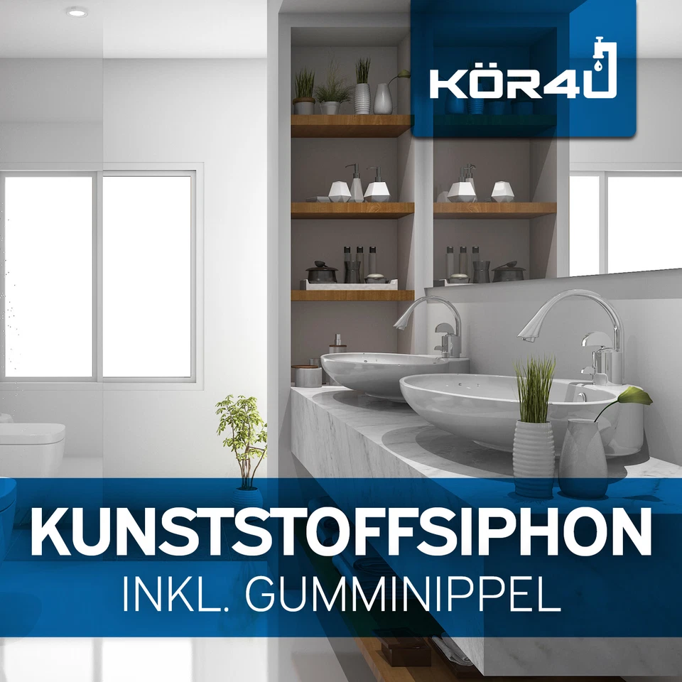 kör4u Kunststoff Siphon 1 1/4" x 32mm + Gumminippel 32/50mm - Bild 2 von 4