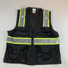 ULINE Safety Vest Medium High Visibility Reflective Stripes Pockets S-22908BL-S