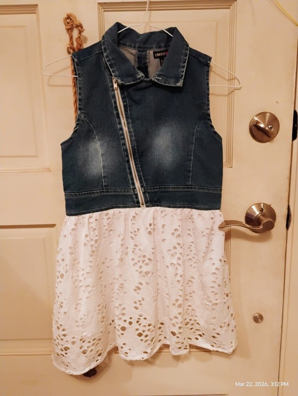 Sale LIMITED TOO Girls Denim Eyelet Sleeveless Dress Size 7