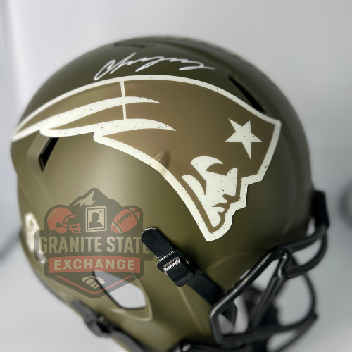 Christian Gonzalez Autographed Signed New England Patriots Patriots Full Size Salute To Service Helmet Beckett 