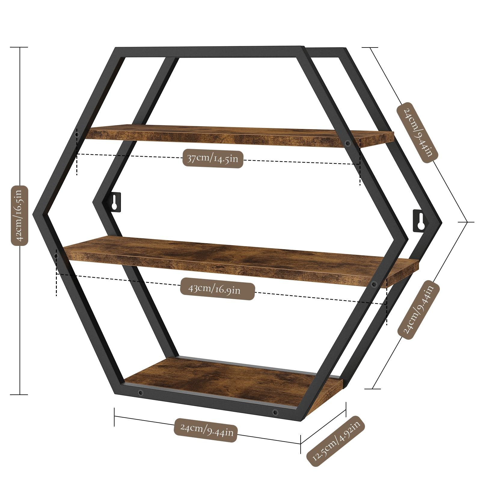Hexagon Shelves for Wall, Hexagon Floating Shelves, Decorative Geometric Shel...