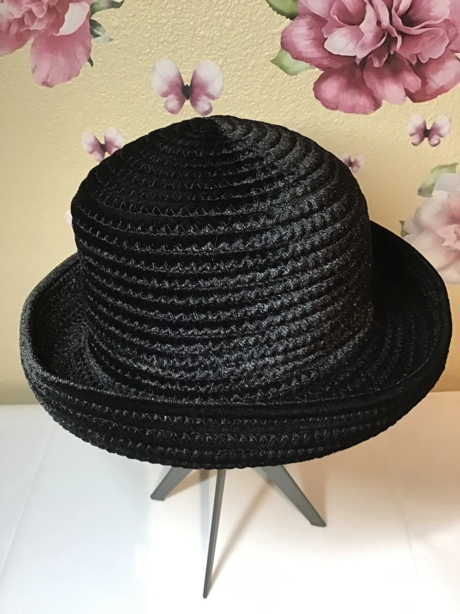 Vintage Betmar Black Knit Bucket Hat with Brim Betmar Bucket Hats Black Hats for Women for sale | eBay main image 4