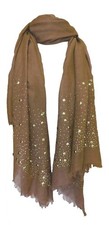 Classic Glittering Sparkle Studded Scarf Shawl Wrap Tan 