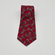 Vintage Stonehenge Red Paisley 100% Silk Hand-Sewn Tie Made In USA