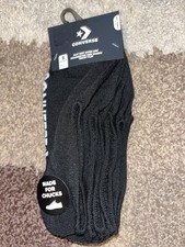 New Converse Black Flat Knit Ultra Low Liner Socks 3 Pk 6-12