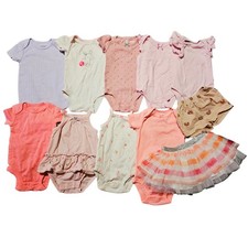 Baby Girl Lot 11 Pc Bodysuits Dress Romper Pi...