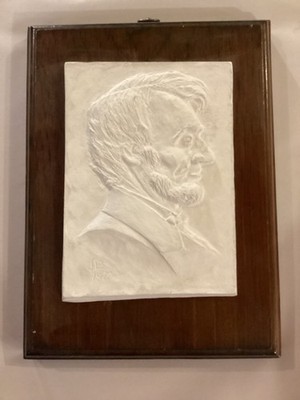 Abe Lincoln White Plaster Profile Wall Plaque Signed JB #9/20 Julia Bernstein