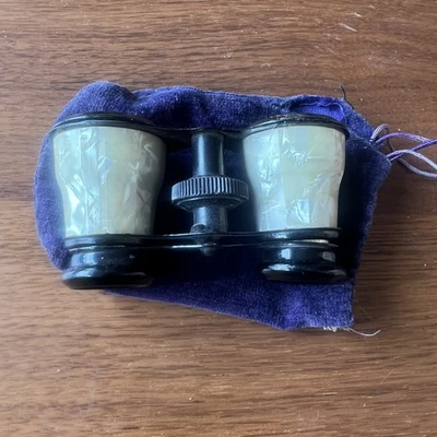 Edwardian Mother of Pearl Opera Glasses Binoculars Velvet Pouch Japan - Image 1 of 4