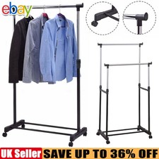 HEAVY DUTY MOBILE CLOTHES COAT GARMENT HANGING RAIL RACK STORAGE STAND ON WHEELS