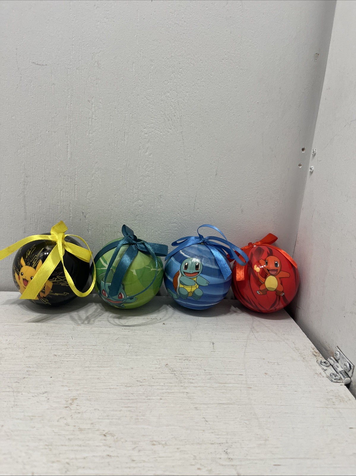 Pokemon Pikachu Christmas Tree Ornaments Set of 4  EUC Unbreakable Game Stop