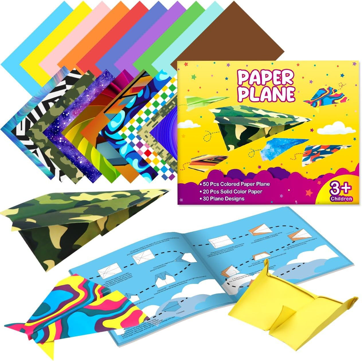 Craft Origami Paper Kit for Kids Ages 5-8 8-12, with Guiding Book, 70 Sheets DIY