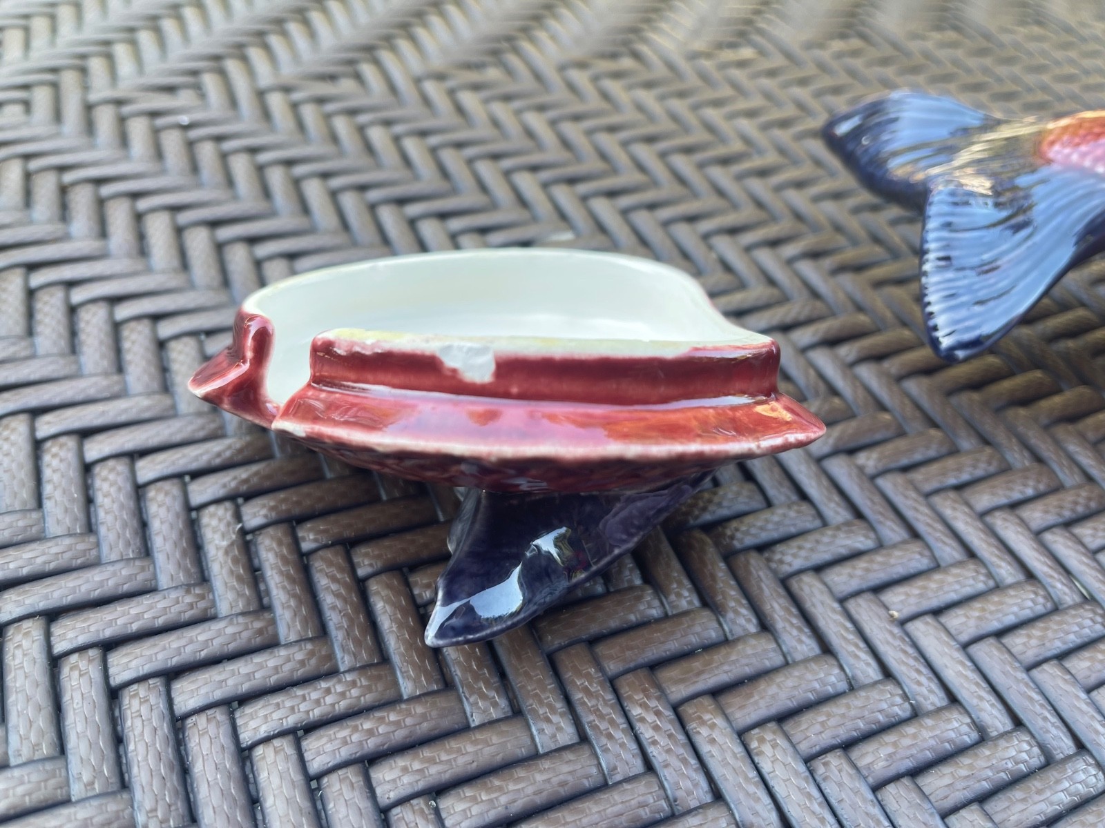 Vintage Bordallo Pinheiro Majolica Ceramic Red Fish Tureen Portugal