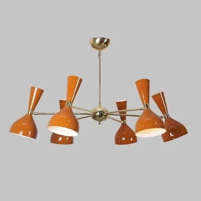 Brass Chandelier Mid Century Modern Brass 12' Lights Sputnik chandelier light