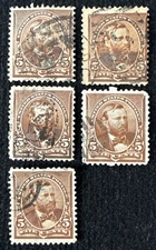 1890-93 US 2 Random 5c Garfield Stamps W/Minor Faults Used, SC#223 (CV $9.50)