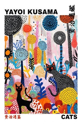 Yayoi Kusama Poster - Cats & Landscape Exhibition Wall Decor