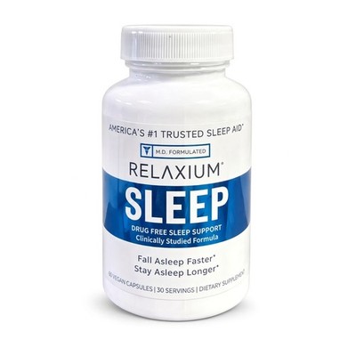 Relaxium Sleep Aid 60 Vegan Capsules, Drug-Free Sleep Support