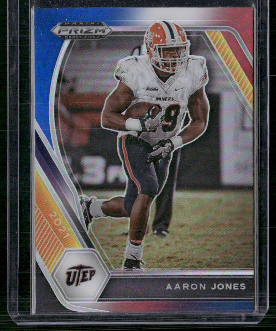 2021 Panini Prizm Draft Picks Collegiate #97 Aaron Jones Red White and Blue