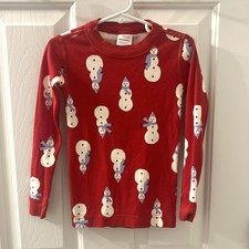 Hanna Andersson Kids Red Cotton Snowmen Pyjama Top Size 5