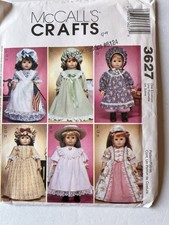 McCall's Crafts Sewing Pattern 3627 18" Doll Clothes Wardrobe Frocks UNCUT