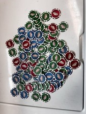 Las Vegas Souvenir Chips Lot Of 90 Red, Green, And Blue