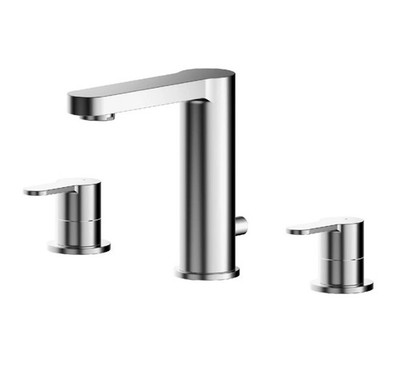 Nuie Arvan 3-Loch Waschtischarmatur mit Pop Up Ablauf Messing poliert Chrom AVR337