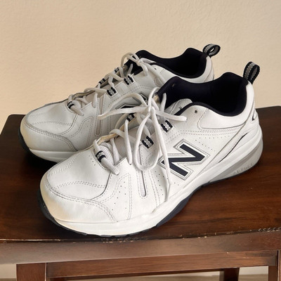 New Balance 608v5 Men's White/Navy Leather Lace-Up Low Top Sneakers MX608WN5