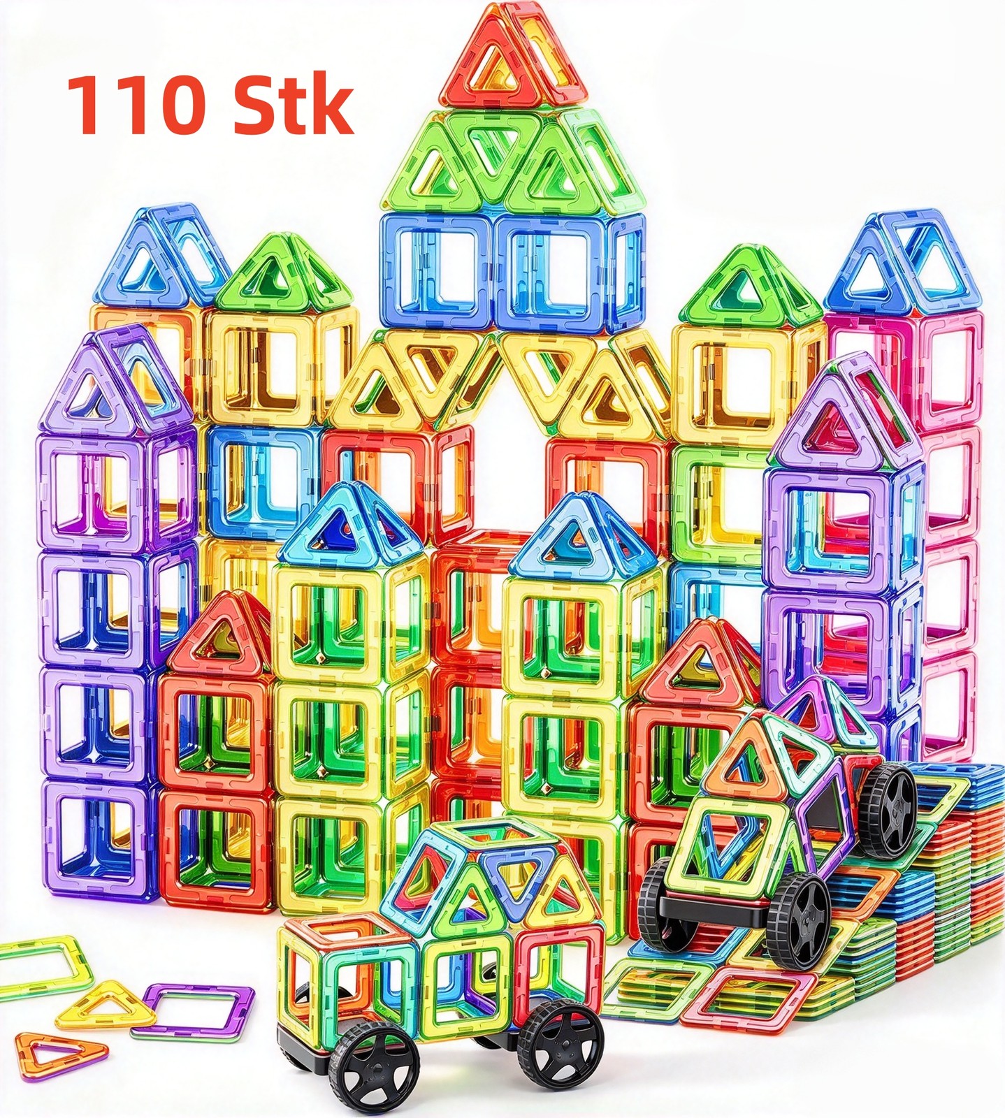 110Stk Blocks Magnetic Building Kinder Spielzeug Magnetische Bausteine Blöcke DE