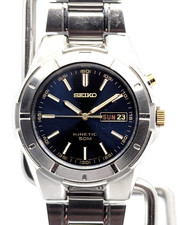 Seiko Kinetic 5M63-0AE0 Blue Sunburst Dial Da...