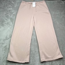 Jordan Brooklyn Fleece Wide Leg Pants Womens Large Pink Open Hem Drawstring New