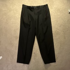 Unknown brand Men's Black Tuxedo pants Wool Pleated Straight Leg Button 35/27.5