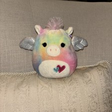 Squishmallow 5”  Pink Tie Dye Bling Angel Wings Rainbo Plush Hearts Mohawk Valen